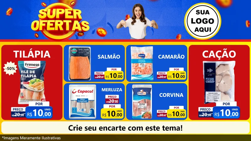 Modelo de TV para TV Horizontal com o tema Super Ofertas para Peixaria
