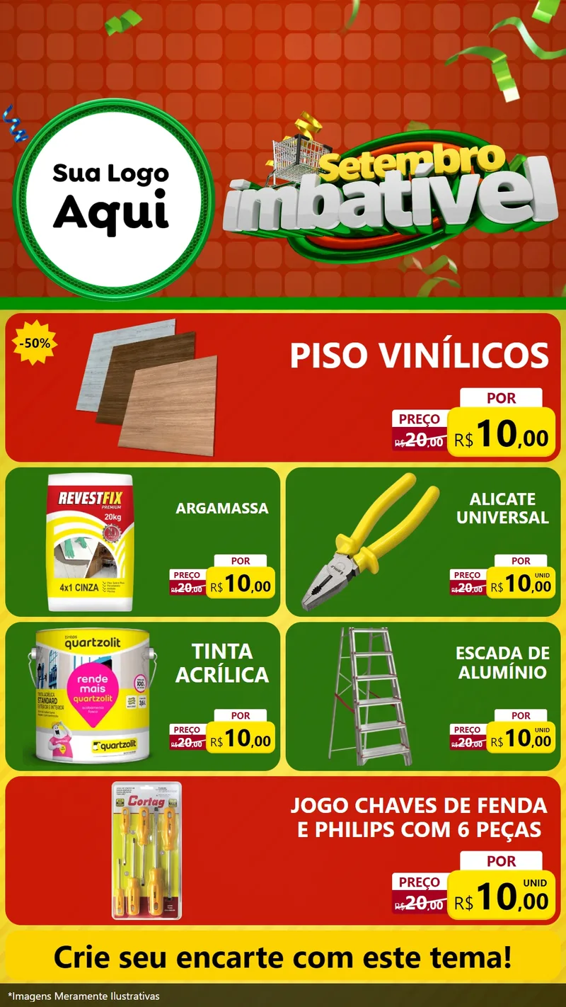 Modelo de TV para TV Vertical com o tema Setembro Imbatível para Material para Construção