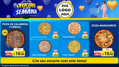 Modelo de TV para TV Horizontal com o tema Ofertas de Fim de Semana para Pizzaria