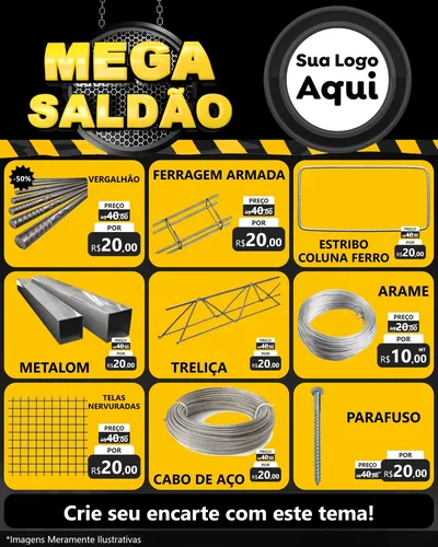 Modelo de Rede Social para Feed Instagram com o tema Mega Saldão para Ferragens