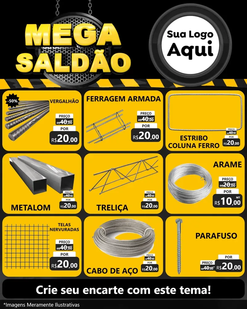 Modelo de Rede Social para Feed Instagram com o tema Mega Saldão para Ferragens