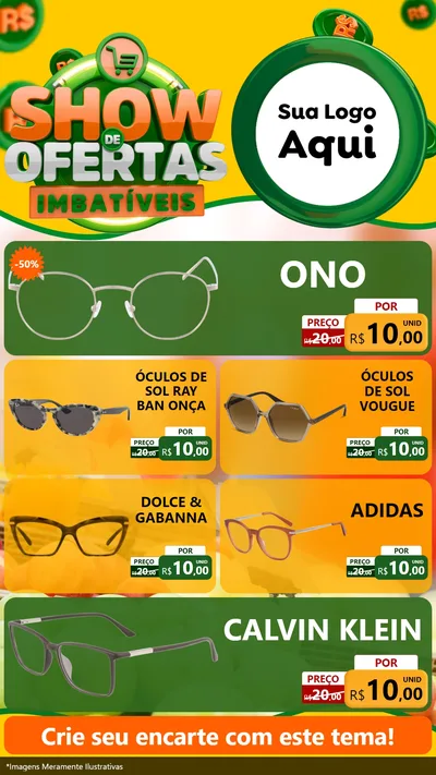 Modelo de TV para TV Vertical com o tema Show de Ofertas Imbatíveis para Óticas