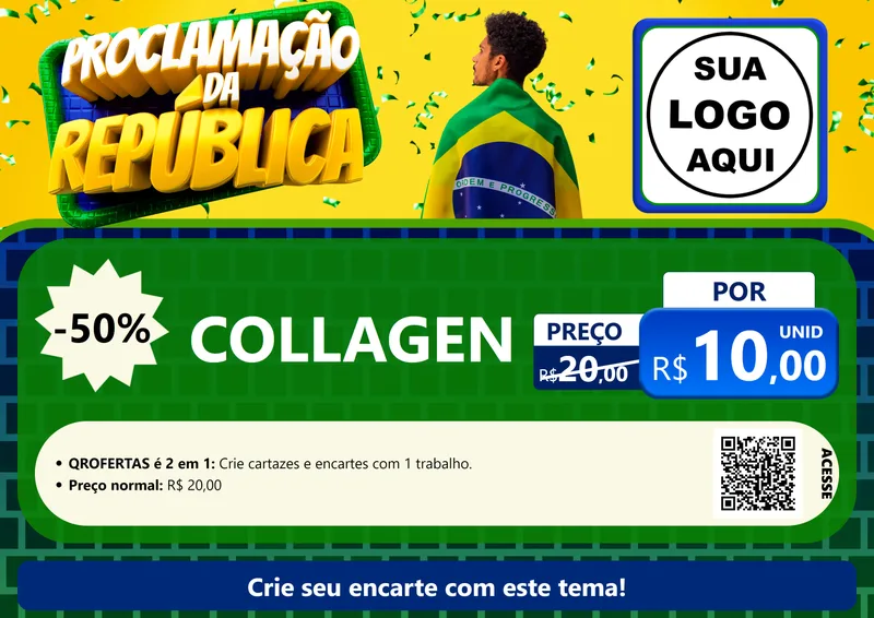 Modelo de Cartaz para Cartaz A4 Horizontal com o tema Proclamação da República para Suplementos alimentares
