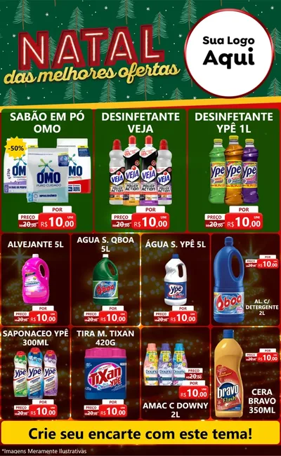 Modelo de Encarte para Encarte Grande com o tema Natal das Melhores Ofertas para Produtos de Limpeza