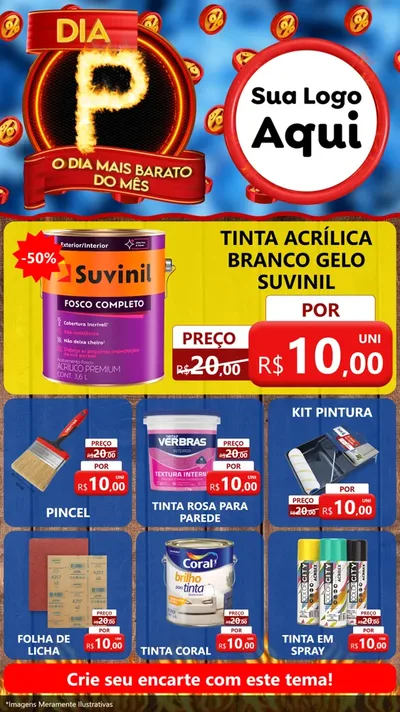 Modelo de Rede Social para Stories com o tema Dia P - O Dia Mais Barato Do Mês para Tintas e Ferramentas