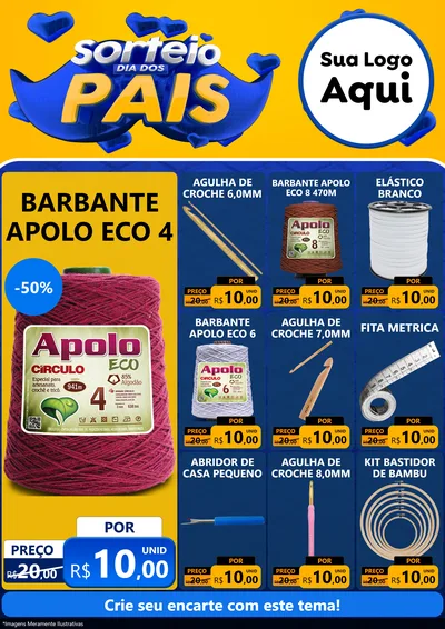 Modelo de Encarte para Encarte A4 Vertical com o tema Sorteio Dia dos Pais para Armarinho e Aviamentos
