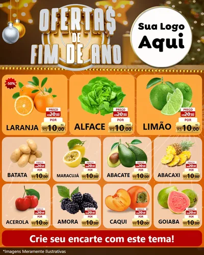 Modelo de Rede Social para Feed Instagram com o tema Ofertas de Fim de Ano para Hortifrúti