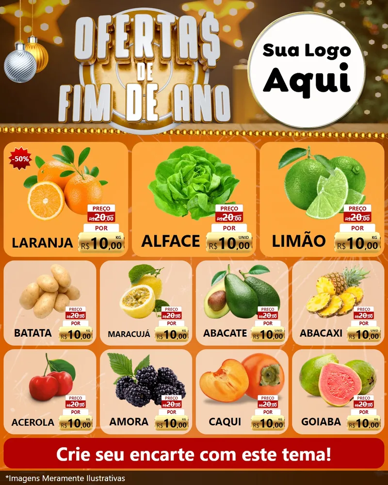 Modelo de Rede Social para Feed Instagram com o tema Ofertas de Fim de Ano para Hortifrúti