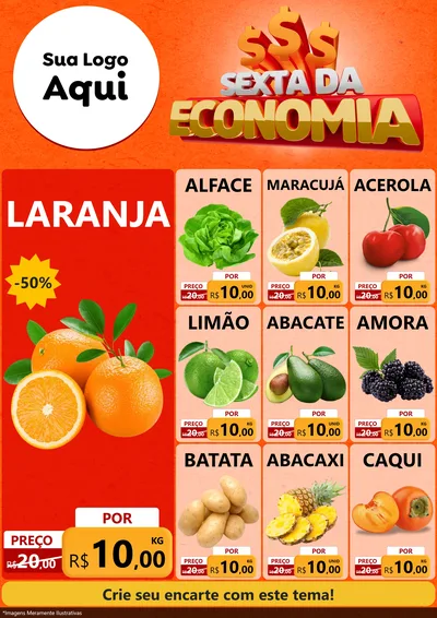 Modelo de Encarte para Encarte A4 Vertical com o tema Sexta da Economia para Hortifrúti