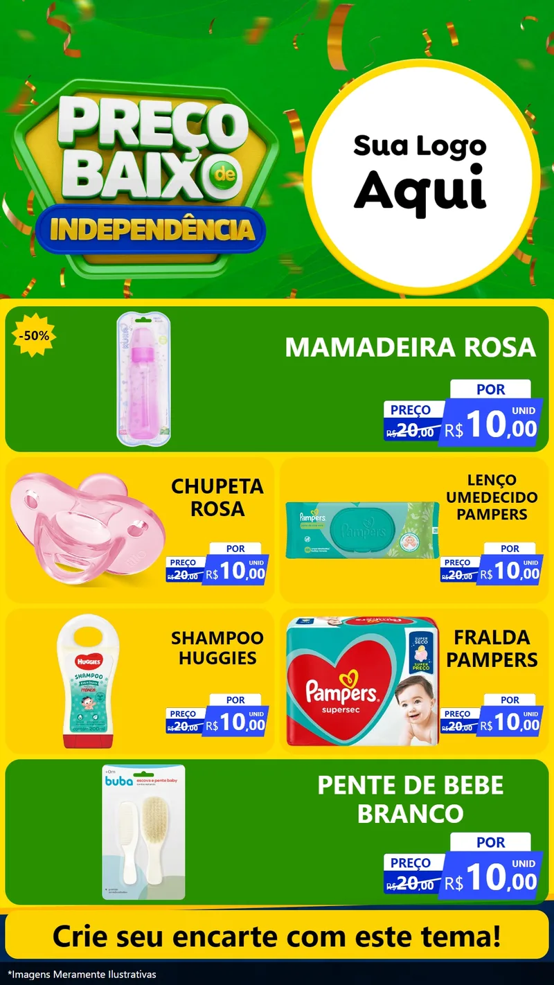 Modelo de TV para TV Vertical com o tema Preço Baixo de Independência para Bebês