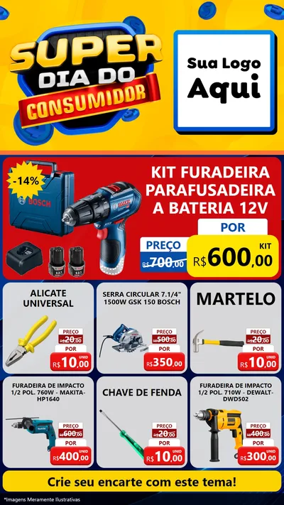 Modelo de Rede Social para Stories com o tema Super Dia do Consumidor para Maquinas e Ferramentas