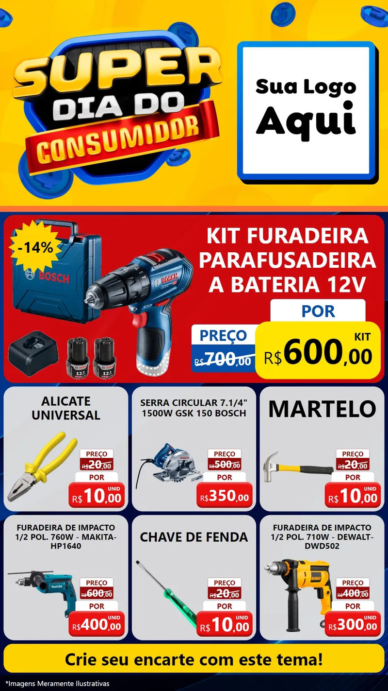 Modelo de Rede Social para Stories com o tema Super Dia do Consumidor para Maquinas e Ferramentas