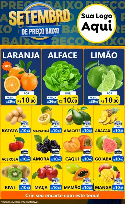 Modelo de Encarte para Encarte Grande com o tema Setembro De Preço Baixo para Hortifrúti