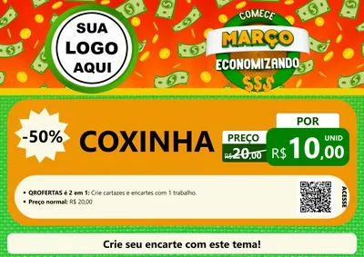 Modelo de Cartaz para Cartaz A4 Horizontal com o tema Comece Março Economizando para Salgadaria
