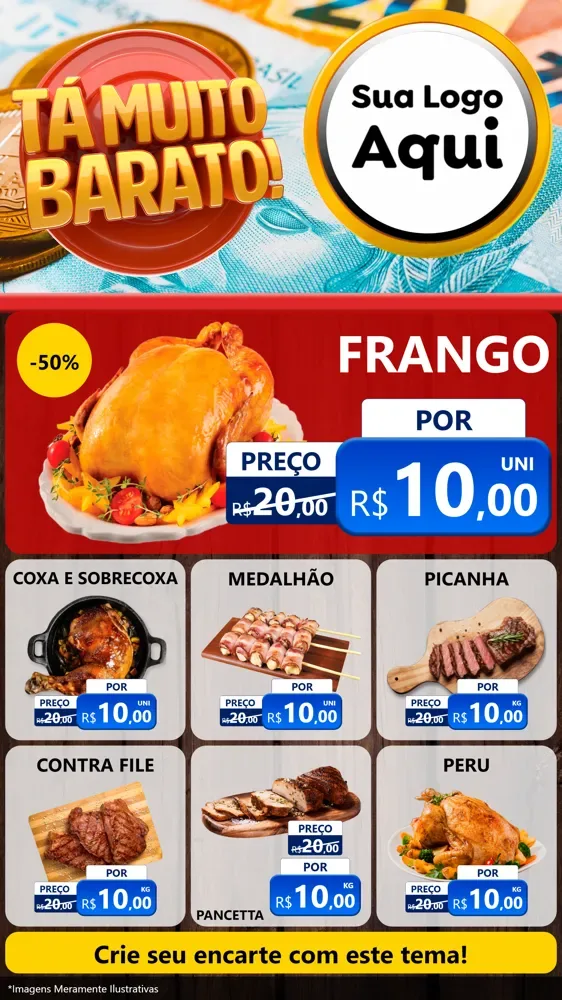 Modelo de Rede Social para Stories com o tema Está Muito Barato para Assados