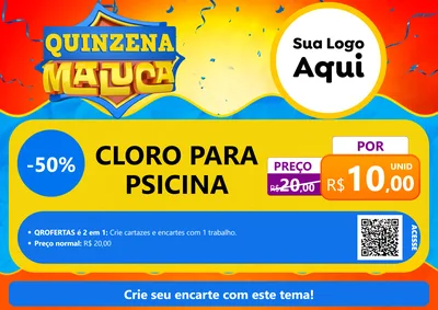 Modelo de Cartaz para Cartaz A4 Horizontal com o tema Quinzena Maluca para Produtos para Piscina