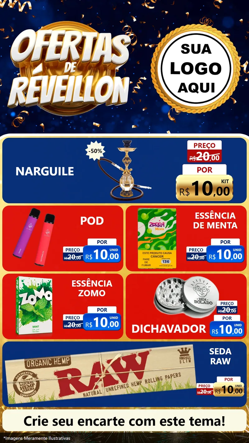 Modelo de TV para TV Vertical com o tema Ofertas de Réveillon para Tabacaria