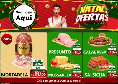 Modelo de Encarte para Encarte A4 Horizontal com o tema Natal de Ofertas para Frios e Laticínios