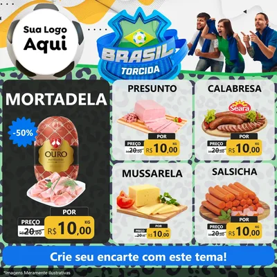 Modelo de Rede Social para Feed Facebook com o tema Brasil Torcida - Copa para Frios e Laticínios