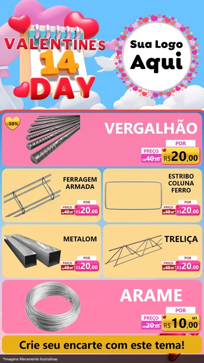 Modelo de TV para TV Vertical com o tema Valentine's Day para Ferragens