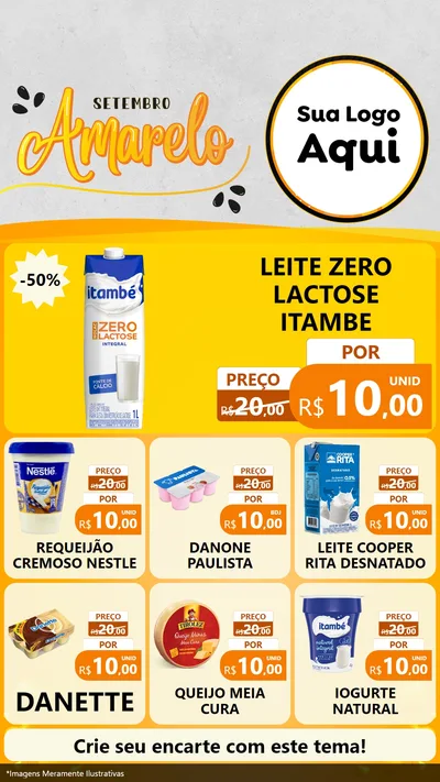 Modelo de Rede Social para Stories com o tema Setembro Amarelo para Frios e Laticínios
