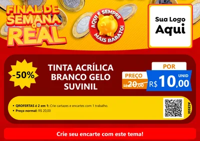 Modelo de Cartaz para Cartaz A4 Horizontal com o tema Final de Semana do Real para Tintas e Ferramentas