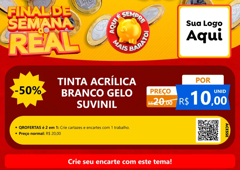 Modelo de Cartaz para Cartaz A4 Horizontal com o tema Final de Semana do Real para Tintas e Ferramentas