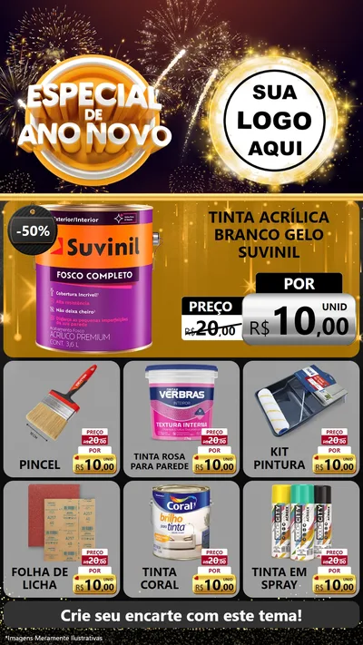 Modelo de Rede Social para Stories com o tema Especial de Ano Novo para Tintas e Ferramentas