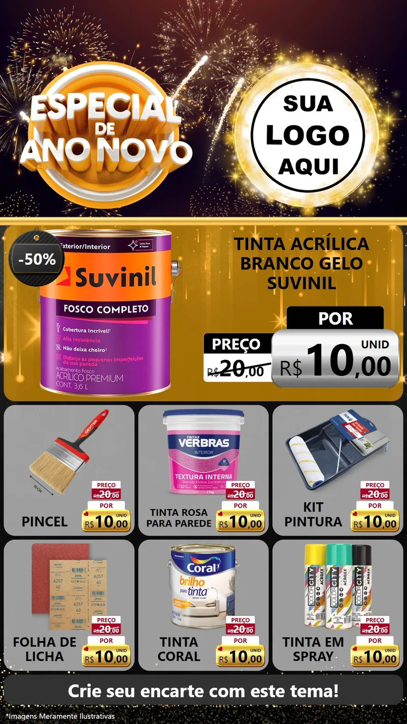 Modelo de Rede Social para Stories com o tema Especial de Ano Novo para Tintas e Ferramentas