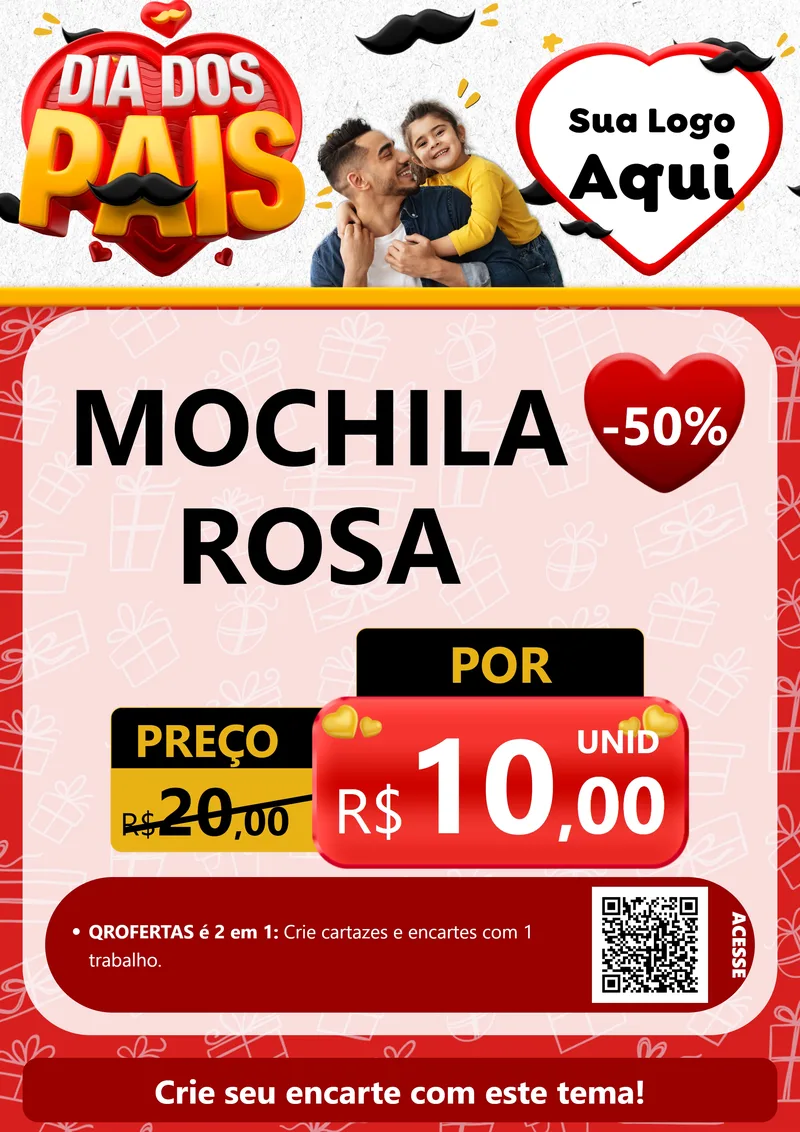 Modelo de Cartaz para Cartaz A4 Vertical com o tema Dia dos Pais para Papelaria
