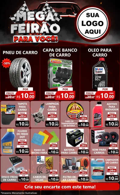 Modelo de Encarte para Encarte Grande com o tema Mega Feirão Para Você! - Autopeças para Auto peças