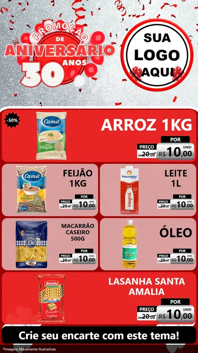 Modelo de TV para TV Vertical com o tema Promoção de Aniversário - 30 Anos para Supermercado