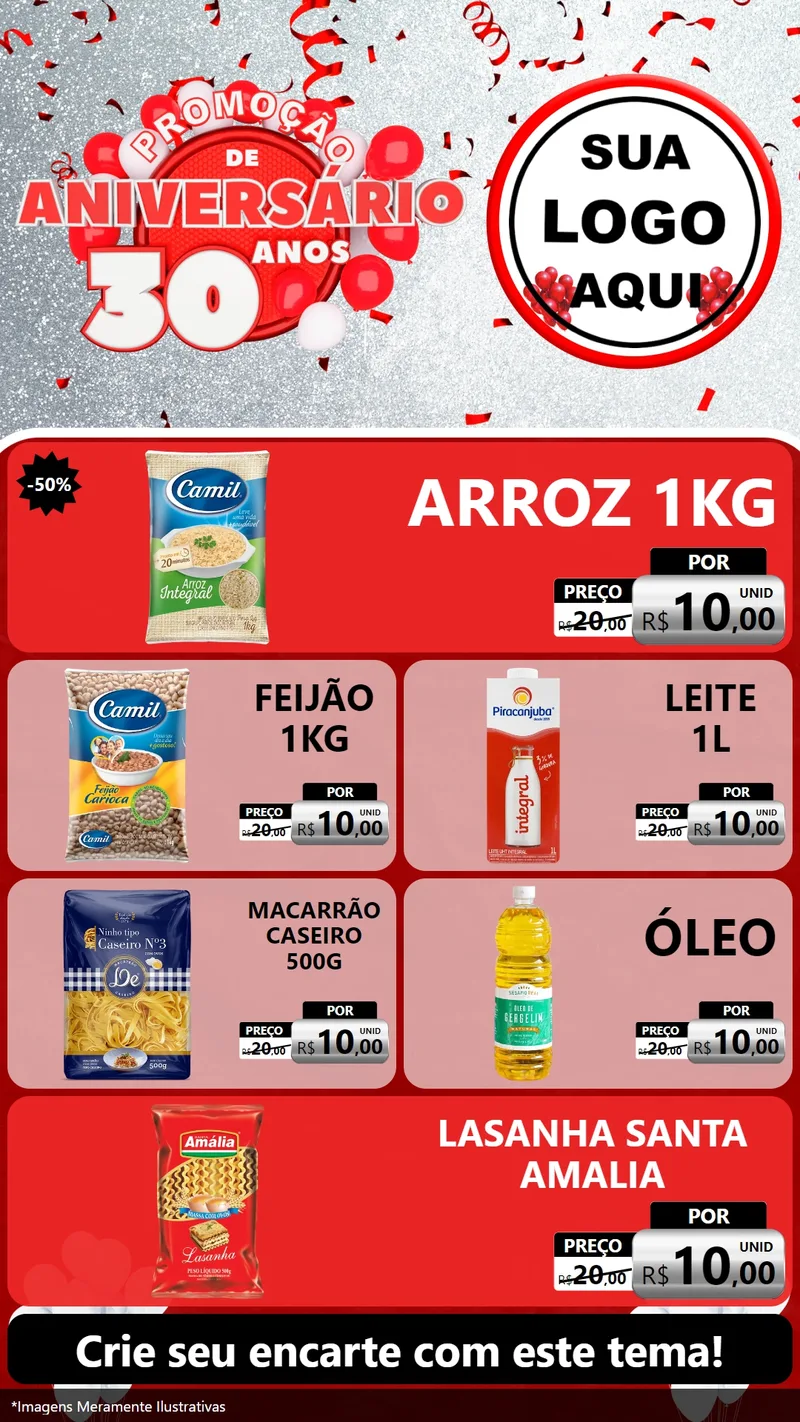 Modelo de TV para TV Vertical com o tema Promoção de Aniversário - 30 Anos para Supermercado