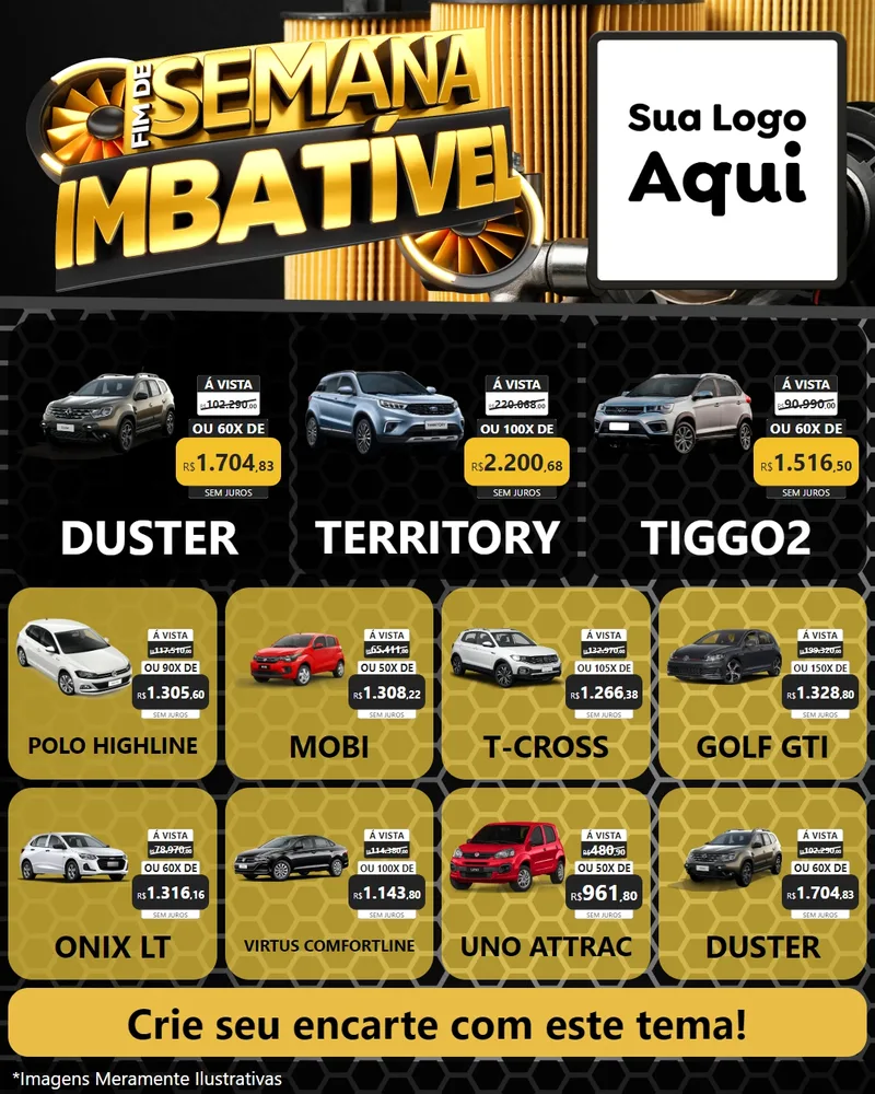 Modelo de Rede Social para Feed Instagram com o tema Fim de Semana Imbatível para Concessionaria de Carros