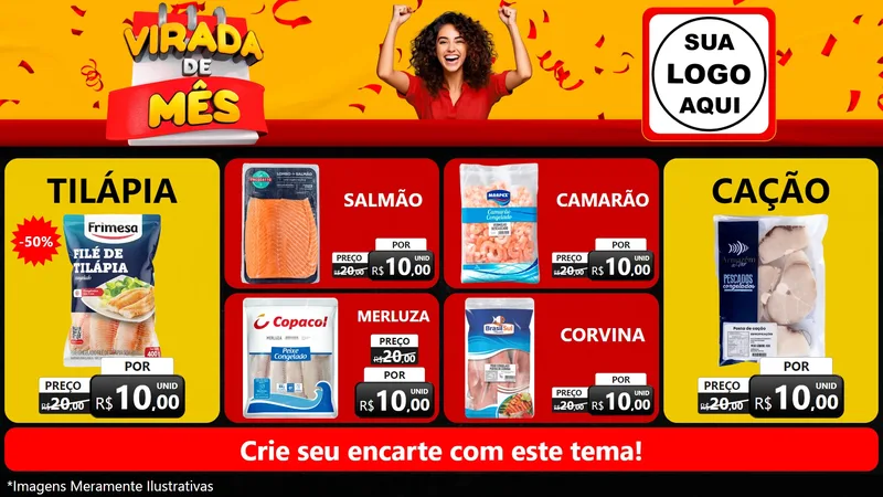 Modelo de TV para TV Horizontal com o tema Virada de Mês para Peixaria