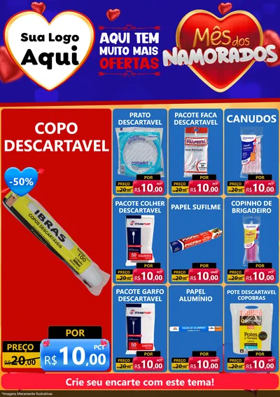 Modelo de Encarte para Encarte A4 Vertical com o tema Mês dos Namorados para Embalagens