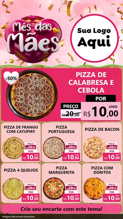 Modelo de Rede Social para Stories com o tema Mês das Mães para Pizzaria