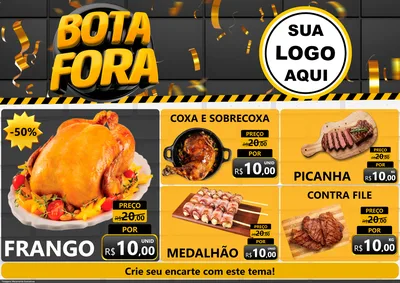 Modelo de Encarte para Encarte A4 Horizontal com o tema Bota Fora para Assados