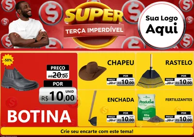 Modelo de Encarte para Encarte A4 Horizontal com o tema Super Terça Imperdível para Agropecuária