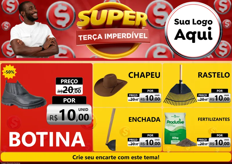 Modelo de Encarte para Encarte A4 Horizontal com o tema Super Terça Imperdível para Agropecuária