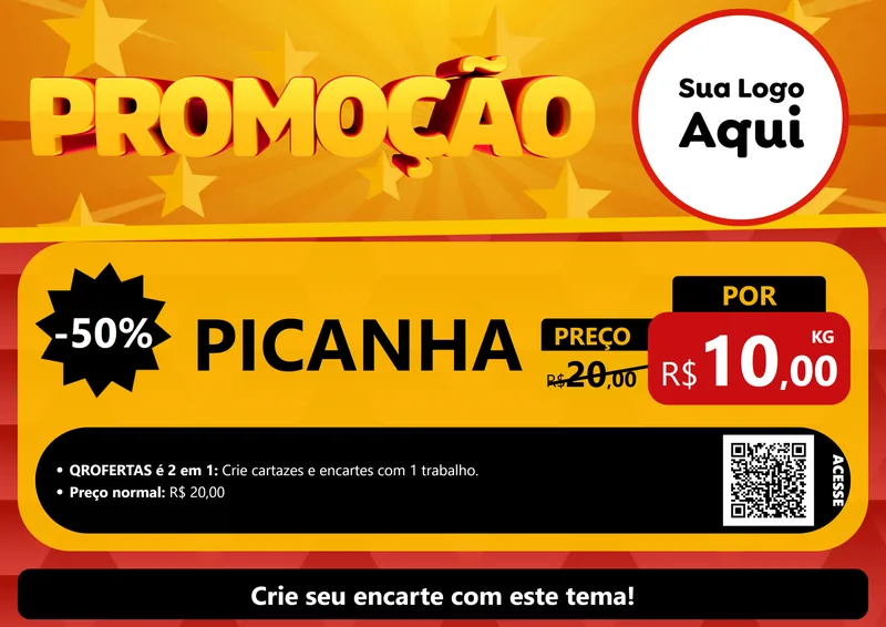 Modelo de Cartaz para Cartaz A4 Horizontal com o tema Promoção para Açougue