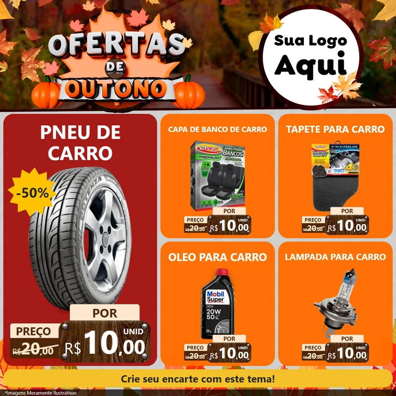 Modelo de Rede Social para Feed Facebook com o tema Ofertas de Outono para Auto peças