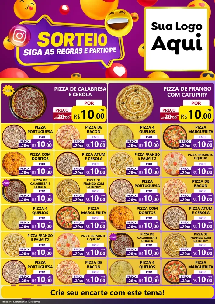 Modelo de Encarte para Encarte A4 Vertical com o tema Sorteio para Pizzaria