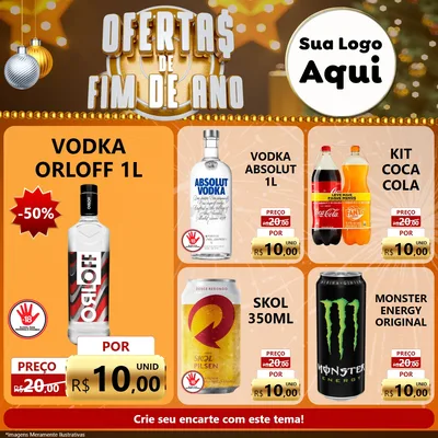Modelo de Rede Social para Feed Facebook com o tema Ofertas de Fim de Ano para Distribuidora de bebidas