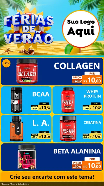 Modelo de TV para TV Vertical com o tema Férias de Verão para Suplementos alimentares