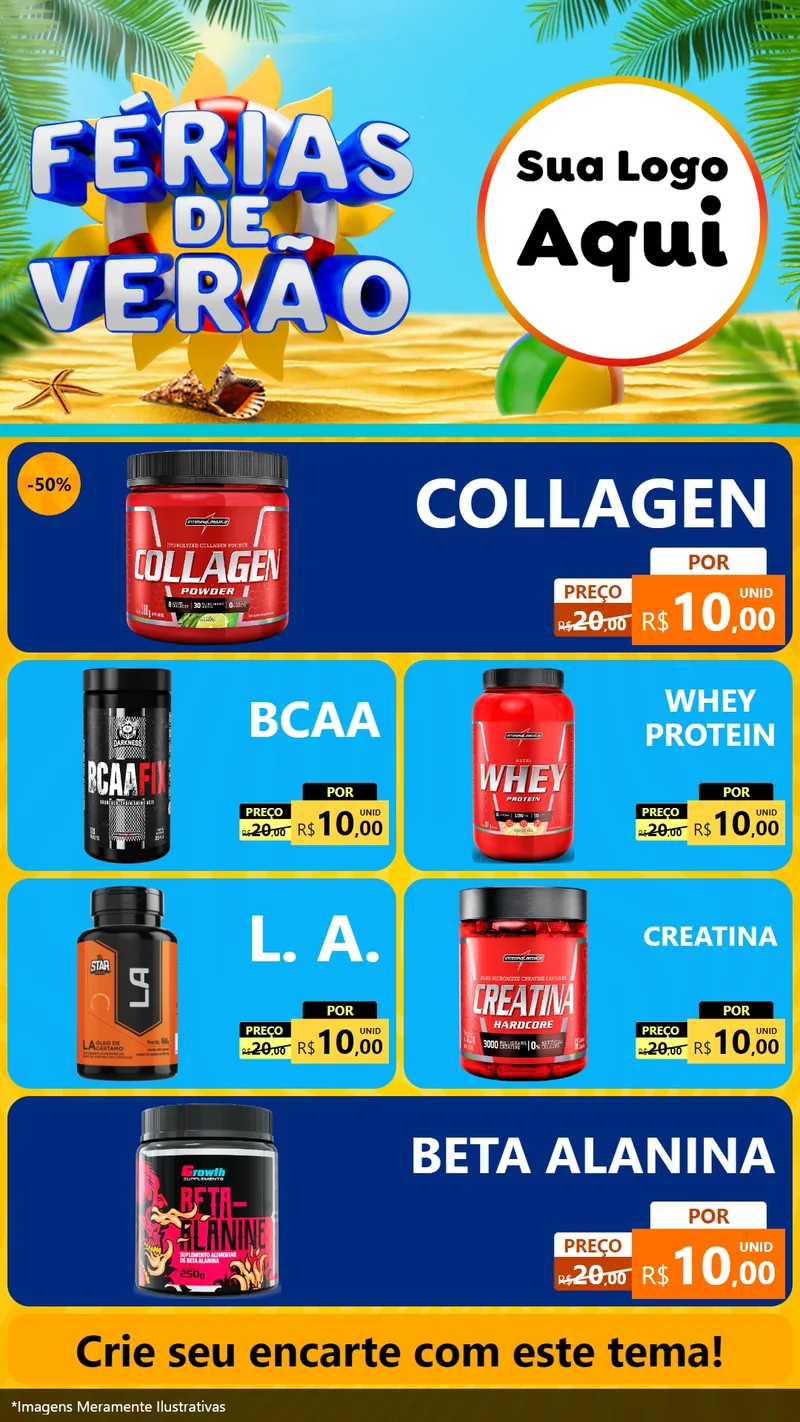Modelo de TV para TV Vertical com o tema Férias de Verão para Suplementos alimentares