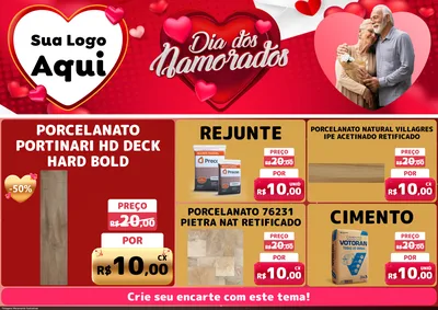 Modelo de Encarte para Encarte A4 Horizontal com o tema Dia Dos Namorados para Pisos e revestimentos