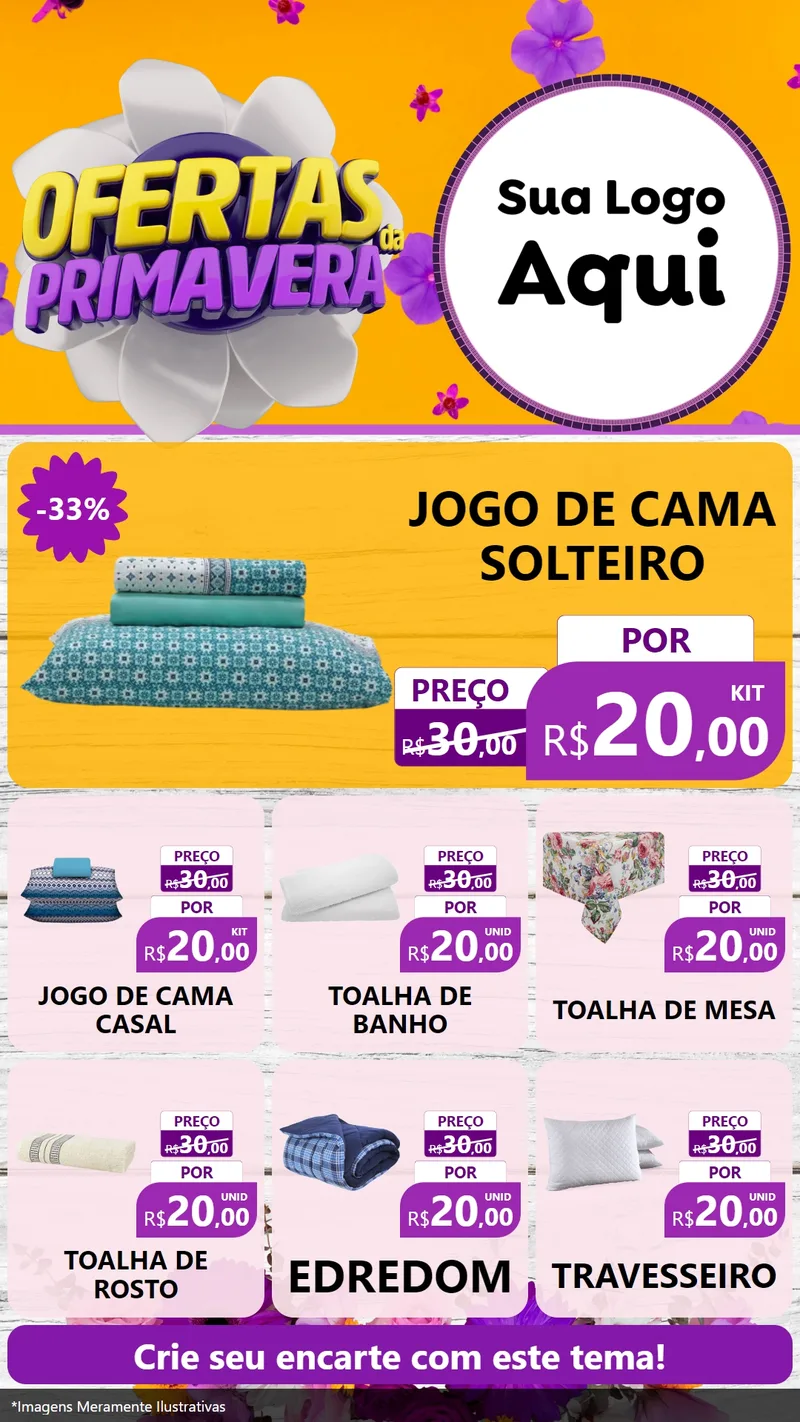 Modelo de Rede Social para Stories com o tema Ofertas Da Primavera para Cama, Mesa e Banho