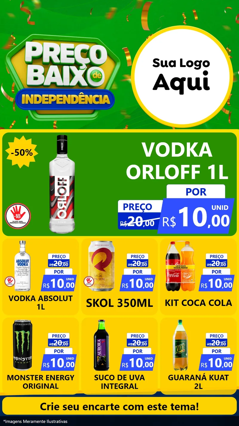 Modelo de Rede Social para Stories com o tema Preço Baixo de Independência para Distribuidora de bebidas