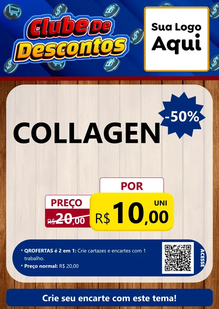 Modelo de Cartaz para Cartaz A4 Vertical com o tema Clube de Descontos para Suplementos alimentares